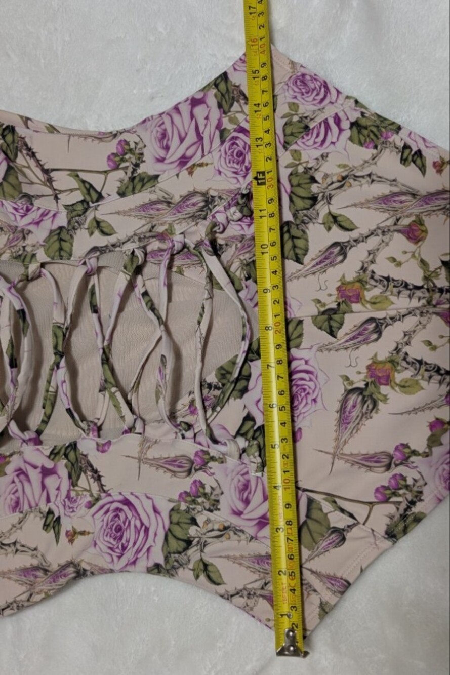 XL TA3 Floral One-Piece Sculpting Push-Up Swimsuit - Thorny Rose - Picture 9 of 13